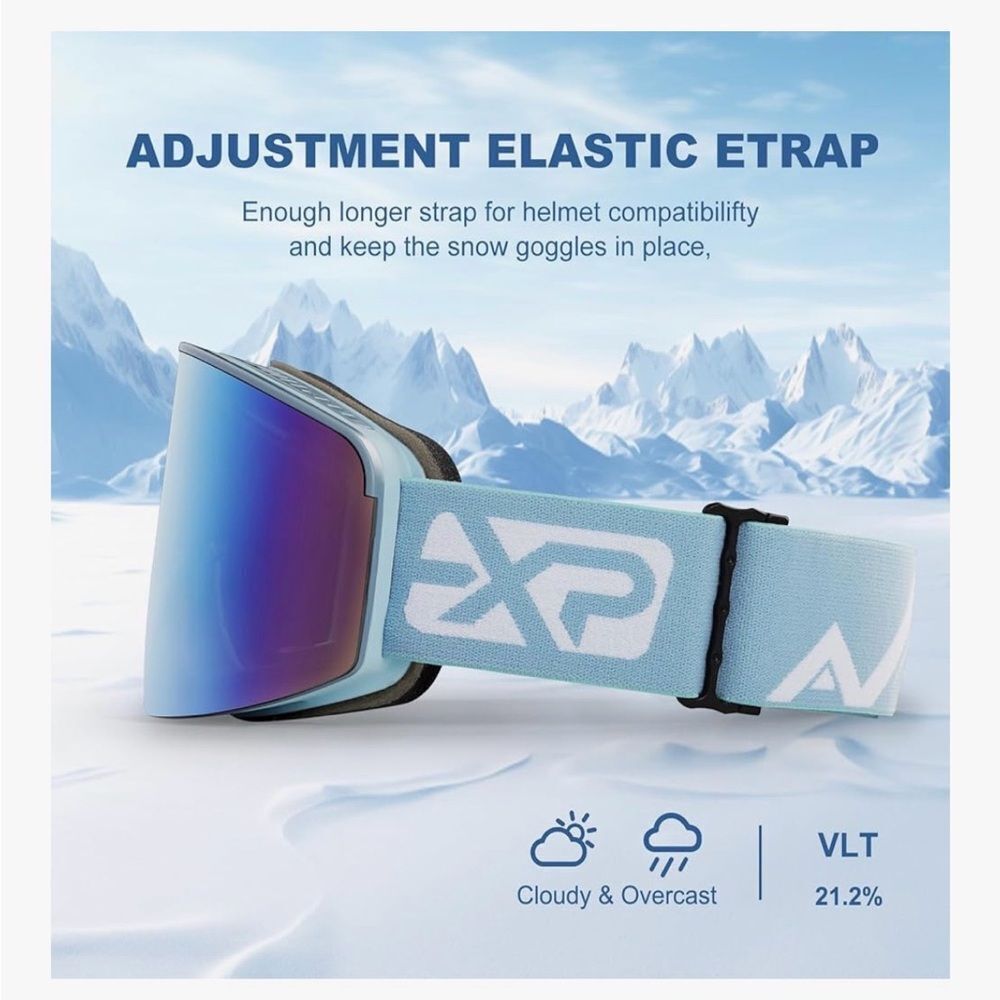 Ski/Snowboard Goggles, Magnetic Lens Snow Goggles with Anti-Fog & UV400